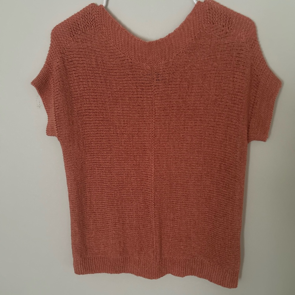 Melissa Paige Rust Knit Short Sleeve Top, Medium Petite -NWOT
